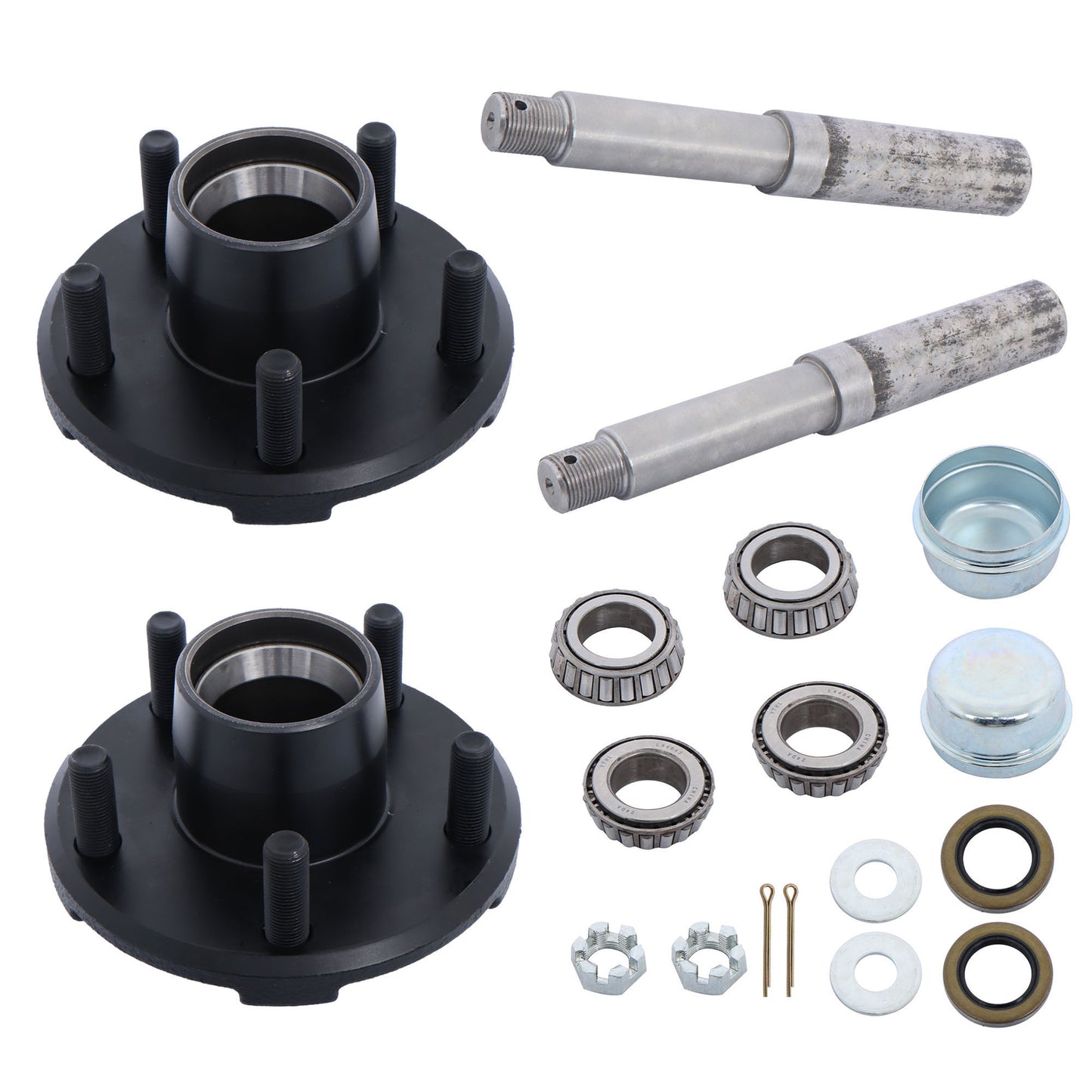 1-inch round BT8 spindle and 5 pairs of 4.5-inch trailer wheel hub kits with 2 sets of trailer bearing kits - n
