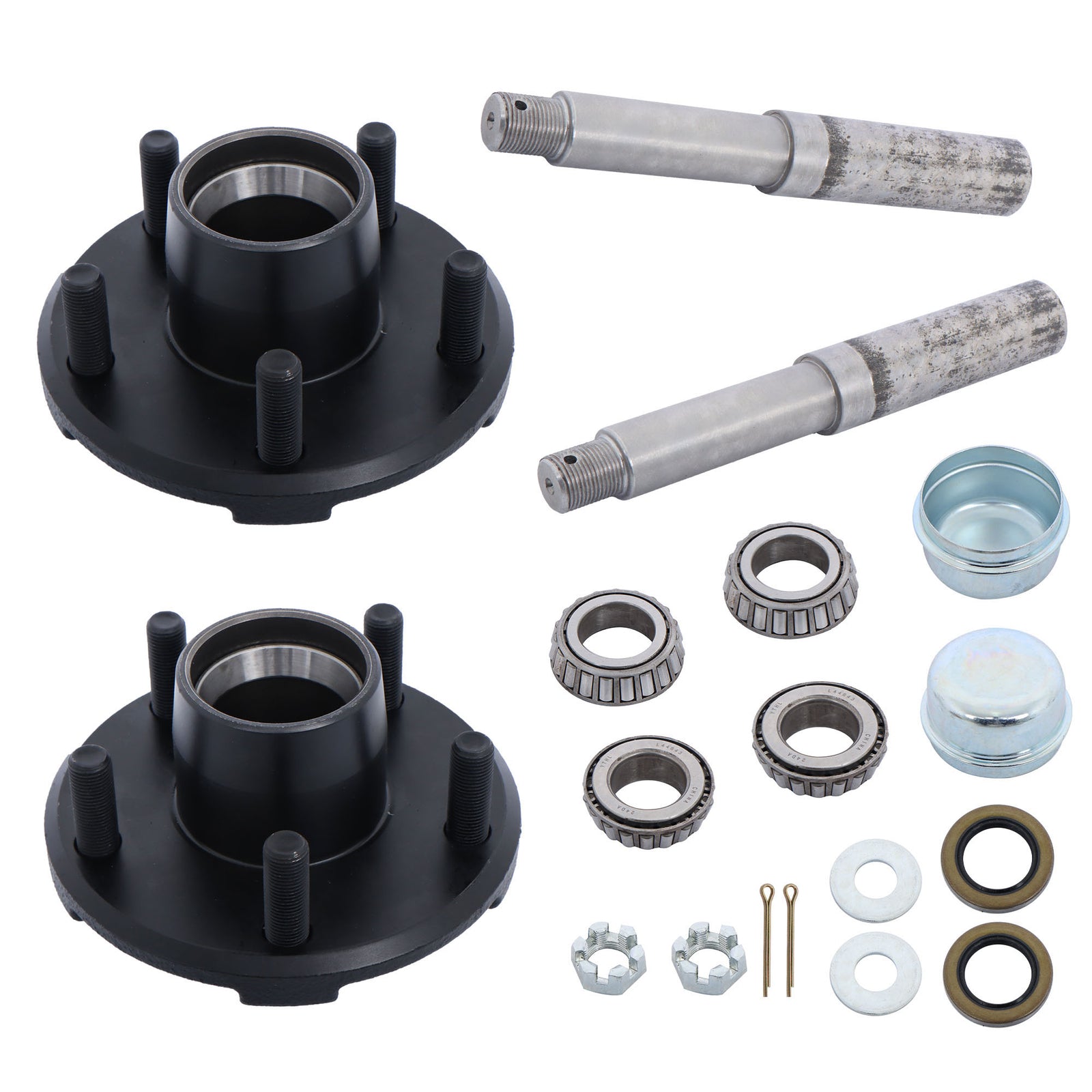 1-inch round BT8 spindle and 5 pairs of 4.5-inch trailer wheel hub kits with 2 sets of trailer bearing kits - n