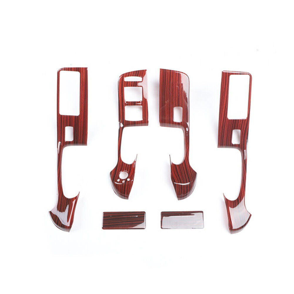 Car Glass Window Lifting Lock Panel Trim 4 Fit for Audi A6L 2005-2011 Red Wood