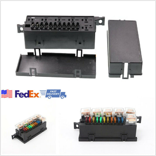 US SHIP High Temperature Resistant Car 11 Way Relay Fuse Box w 6 Relay +11 Fuse Q