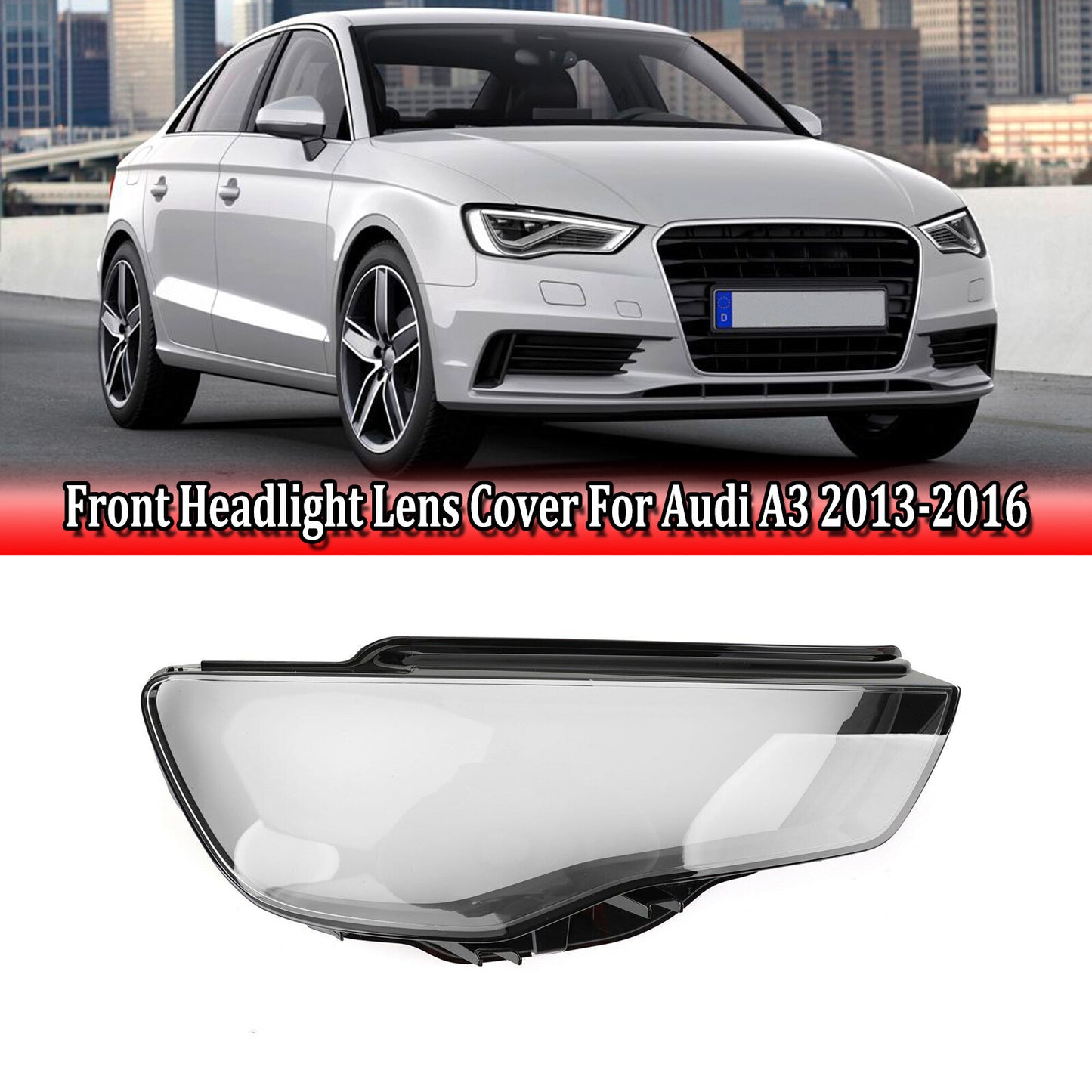 Front transparent headlight lens protective cover for Audi A3 2013 - 2016