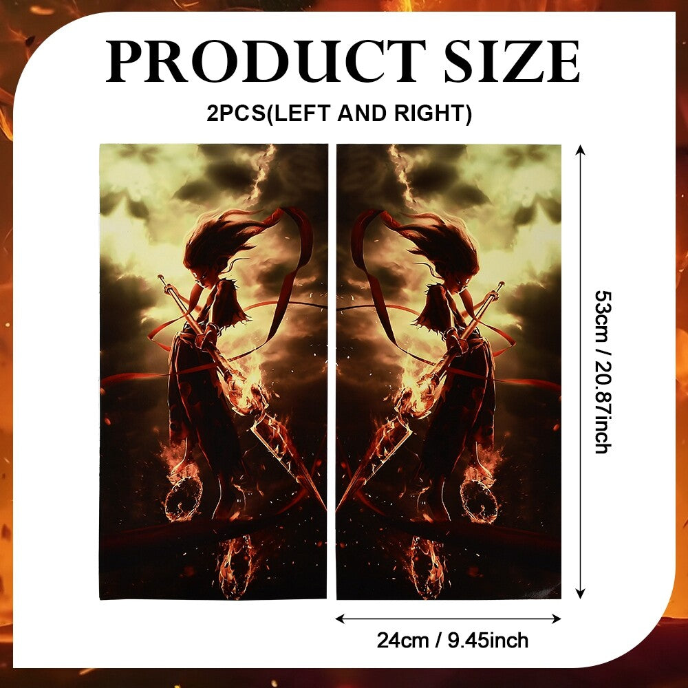 2x Car B-Pillar Vinyl Decals Nezha Vehicle Door Pillar Sticker Waterproof Film