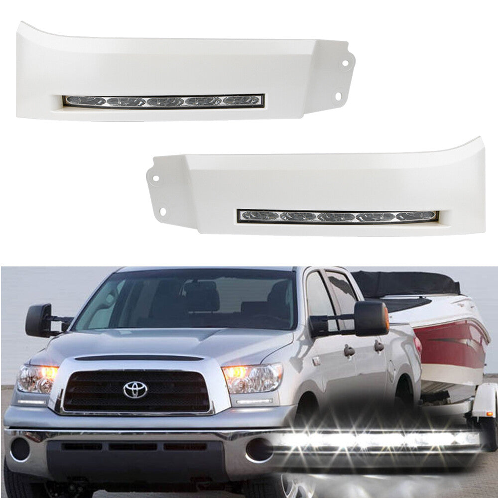 A pair of white LED daytime fog lights (Dr.) for 2007-2013 for Toyota Tundra.