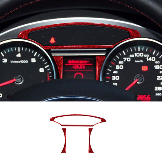 Red Carbon Fiber Interior Dashboard Speedometer Cover Trim for Audi Q7 2007-2015