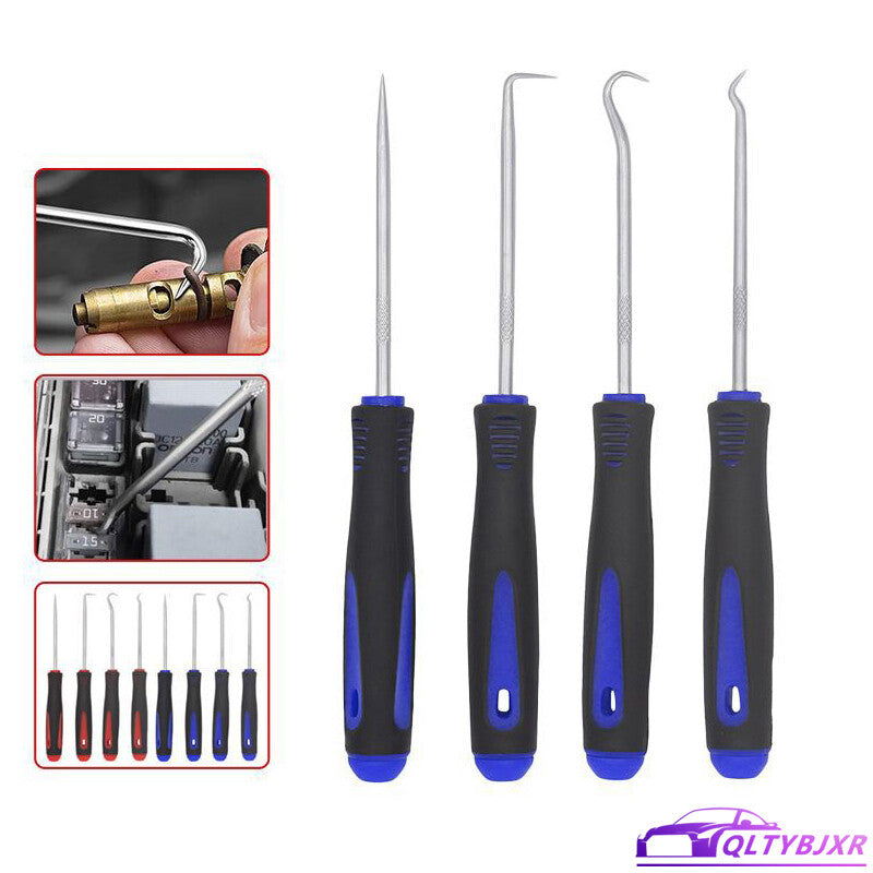 4x Long Reach Pick And Hook Probe Set Oil Seal Hook O Ring Seal Remove Tool Blue