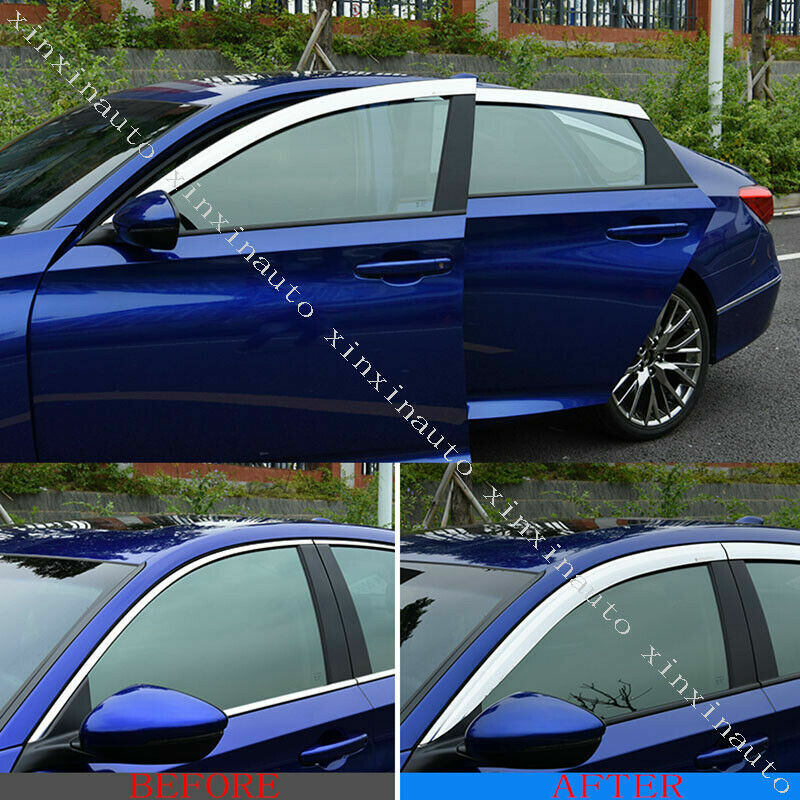 6P Chromed Window Visor Vent Sun Shade Rain Guard for Honda Accord 4DR 2018-2021