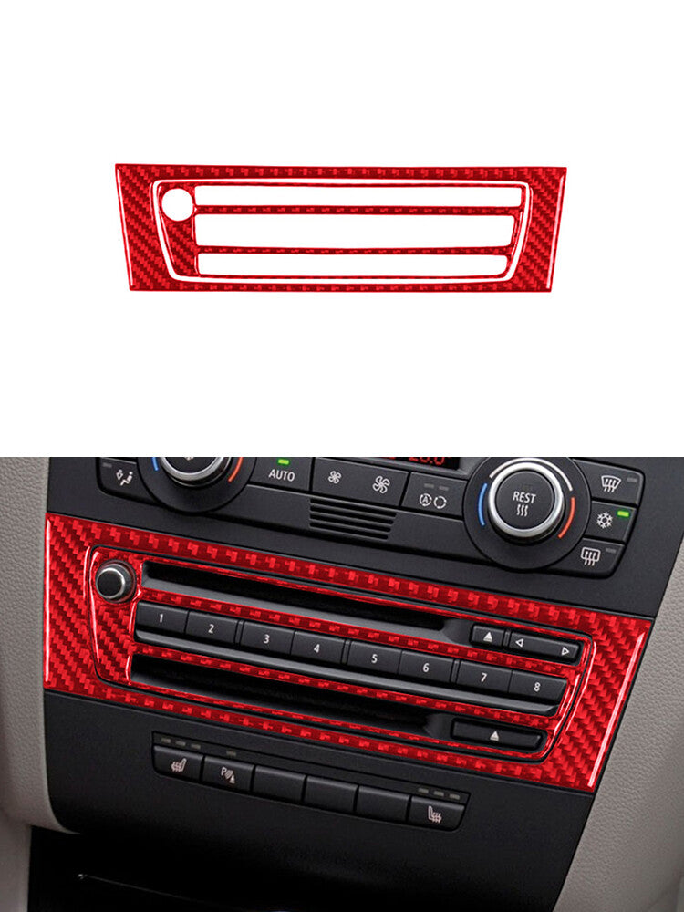 for Audi Q5 2009-2017 2Pcs Rear Window Lift Button Trim Cover Carbon Fiber Red v