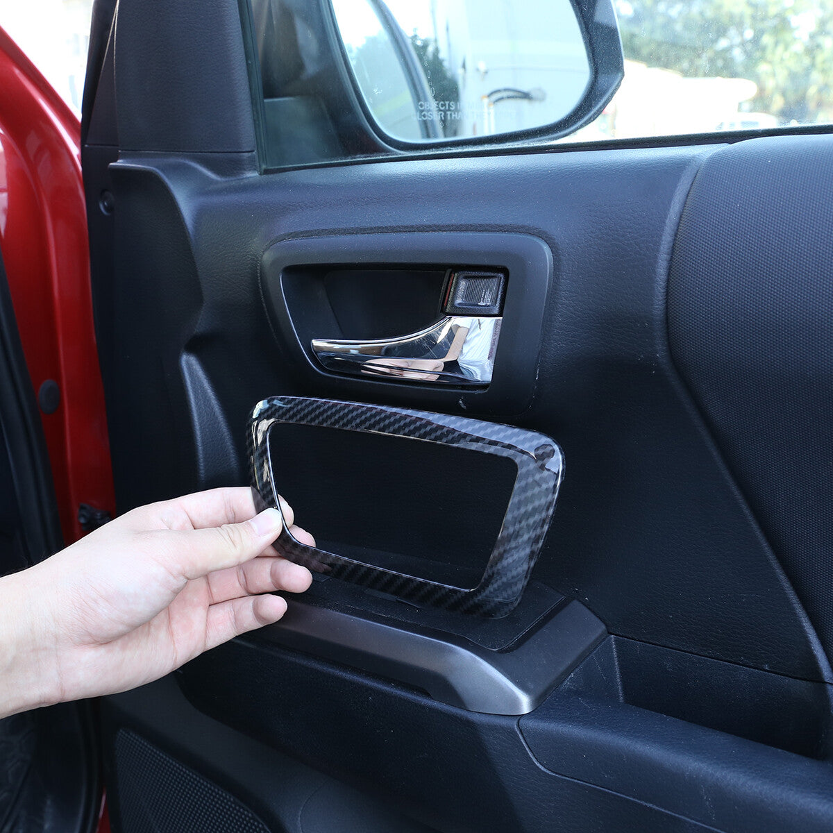 4-Piece Carbon Fiber Door Handle Cup Holder Trim for Tacoma 16-22- n