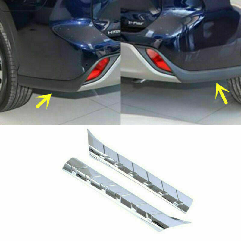 Chrome Rear Bumper Protector Side Corner Covers for Toyota Highlander 2020-2024
