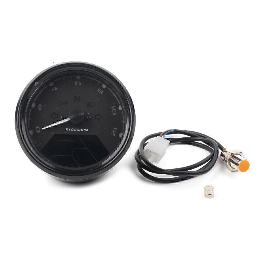 LCD Digital Universal Motorcycle Odometer Speedometer Tachometer Gauge 12000RPM Q