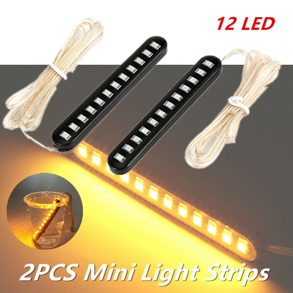 2x Sequential Flow 12V Motorcycle LED for Mini Strip Turn Signal Car Light Indicator - n