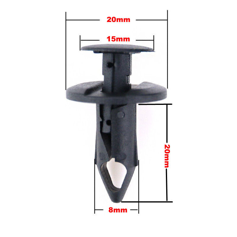 120Pcs 8mm Plastic Rivets Fastener Fender Bumper Push Clips Black Push Pin Screw