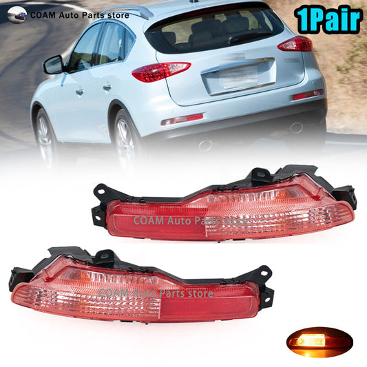 A pair of rear reflector lights suitable for Infiniti EX35, EX37, QX50, and QX80.