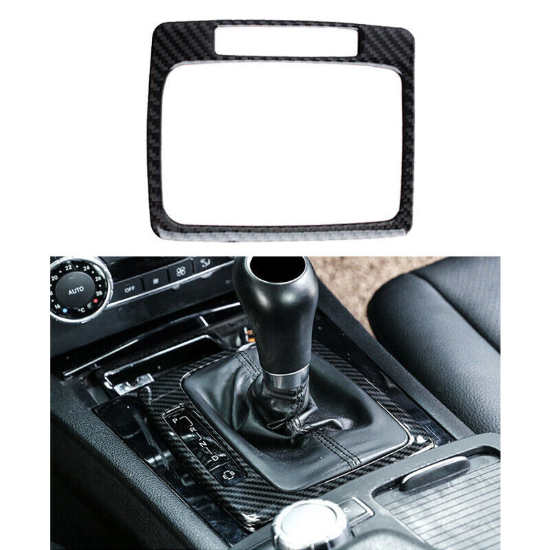 Carbon fiber car gear shift cover decorative sticker for C W204 2008 - 2013 n
