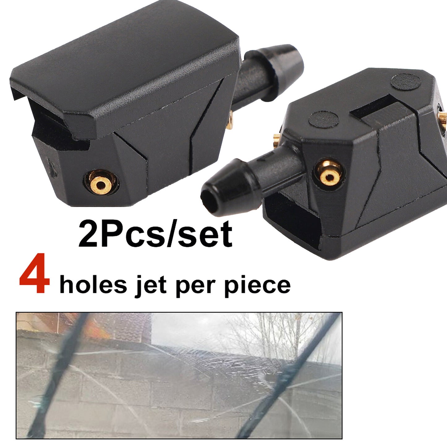 x2 Universal Front Wiper Blade Arm Washer Nozzle 4 WayJets Fits Wiper Systems AU Q
