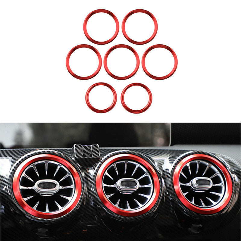 7-Pack Red Air Conditioning AC Socket Ventilation Cover Stickers for A-Class 2019-2022 and B-Class 2020- n