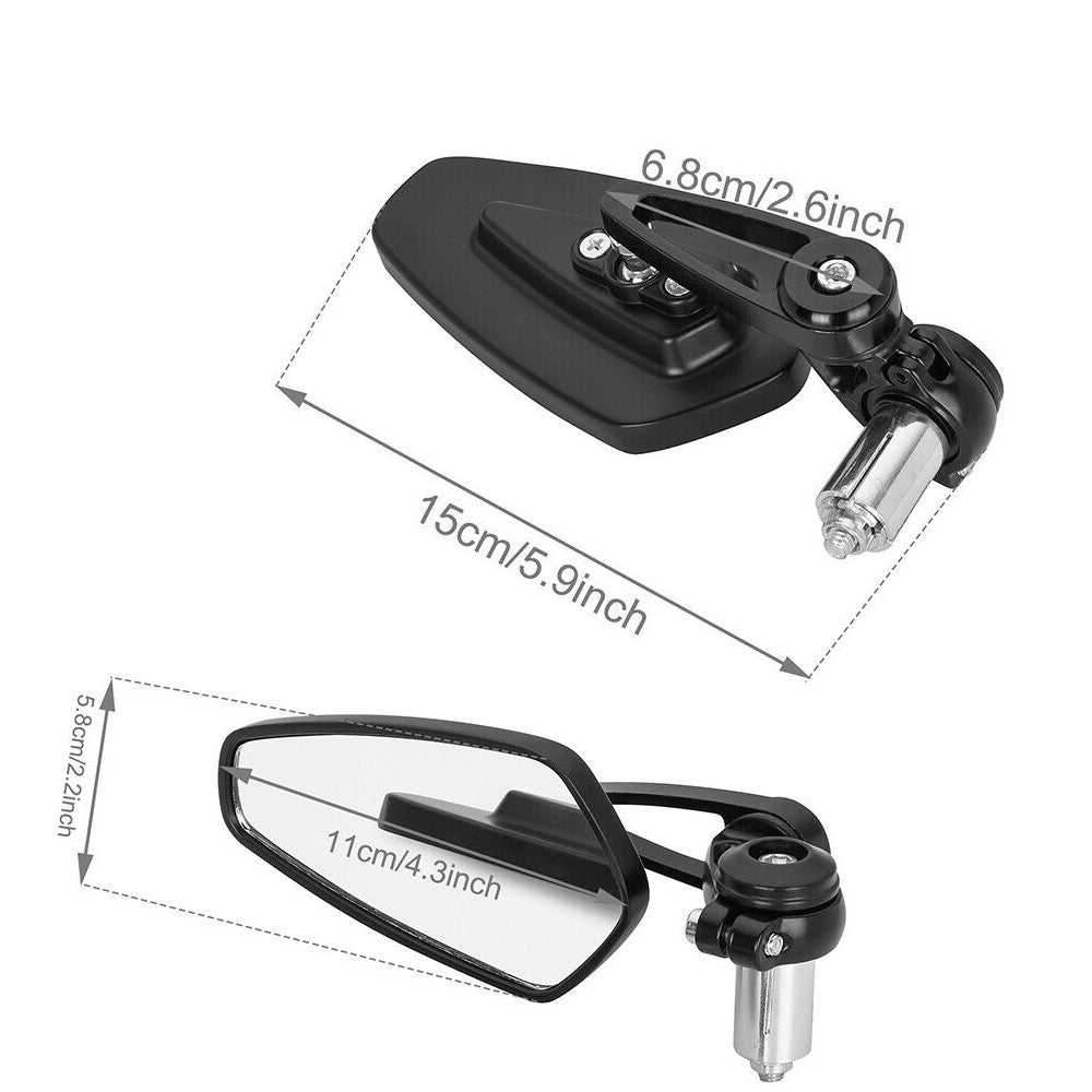 Universal 7/8-inch 22mm handlebar end rearview mirrors for black motorcycles. n