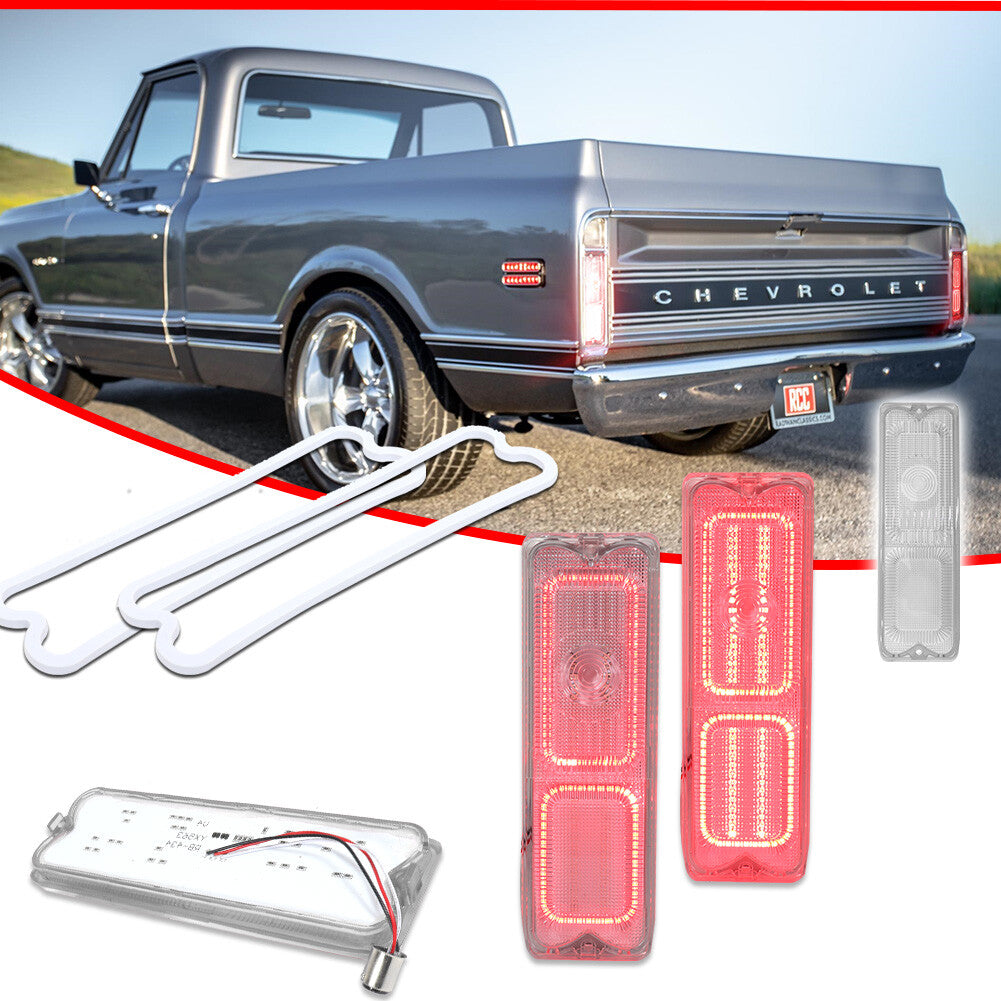Clear Lens LED Brake Tail Light Tail Light Kit for 1967 - 72 for Pickup Trucks - v