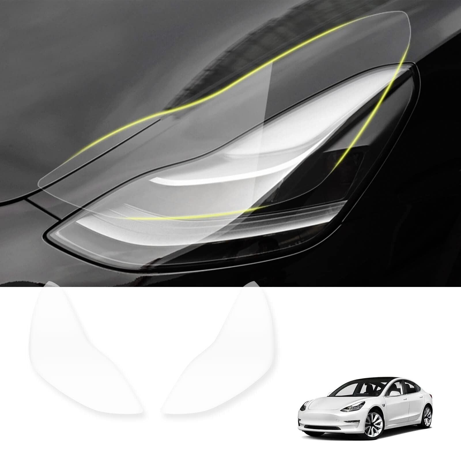 Front Lights Clear Protection PPF Headlights Overlays for Tesla Model 3/Y