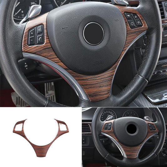 for BMW 3-Series E90 2005 2006-2012 Wood Grain Steering Wheel Frame Cover Trim