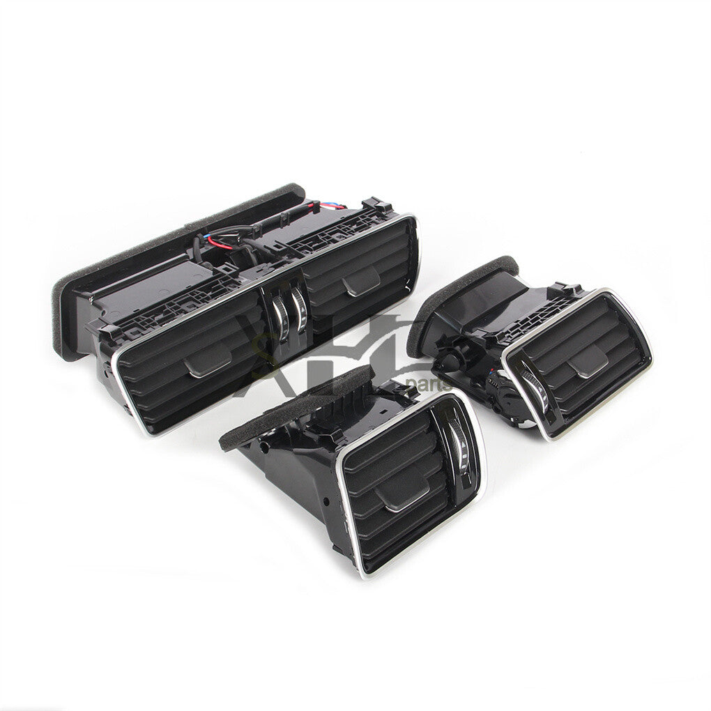 3-piece dashboard AC vent kit with bright chrome trim suitable for VW for Passat Q