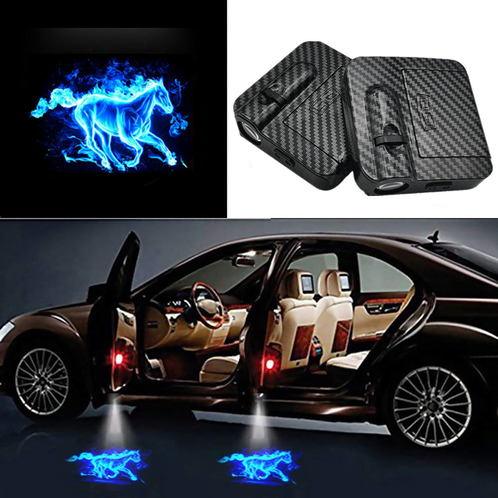 2-Pack for Mustang Blue Horse LED Door Light Laser for Ghost Shadow Courtesy Projector n