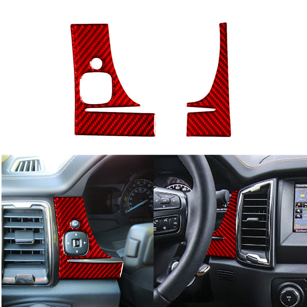 2x Red Carbon Fiber A Pillar Loudspeaker Cover Trim For Tundra 2014-2018 v