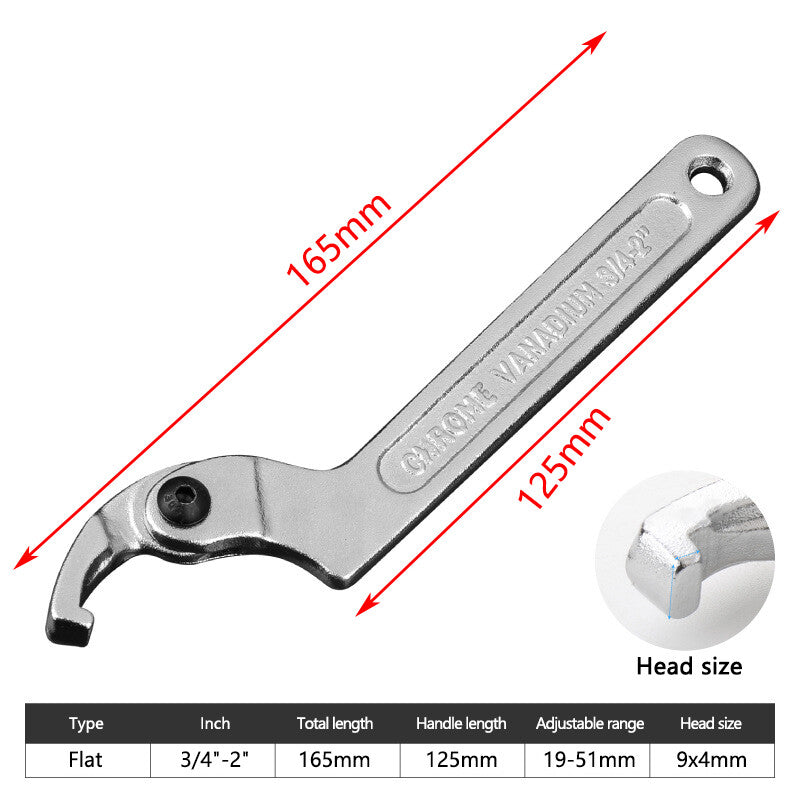 4pcs Adjustable Hook Wrench 19¨C170mm C Flat Spanner Tool Slotted Retaining Q