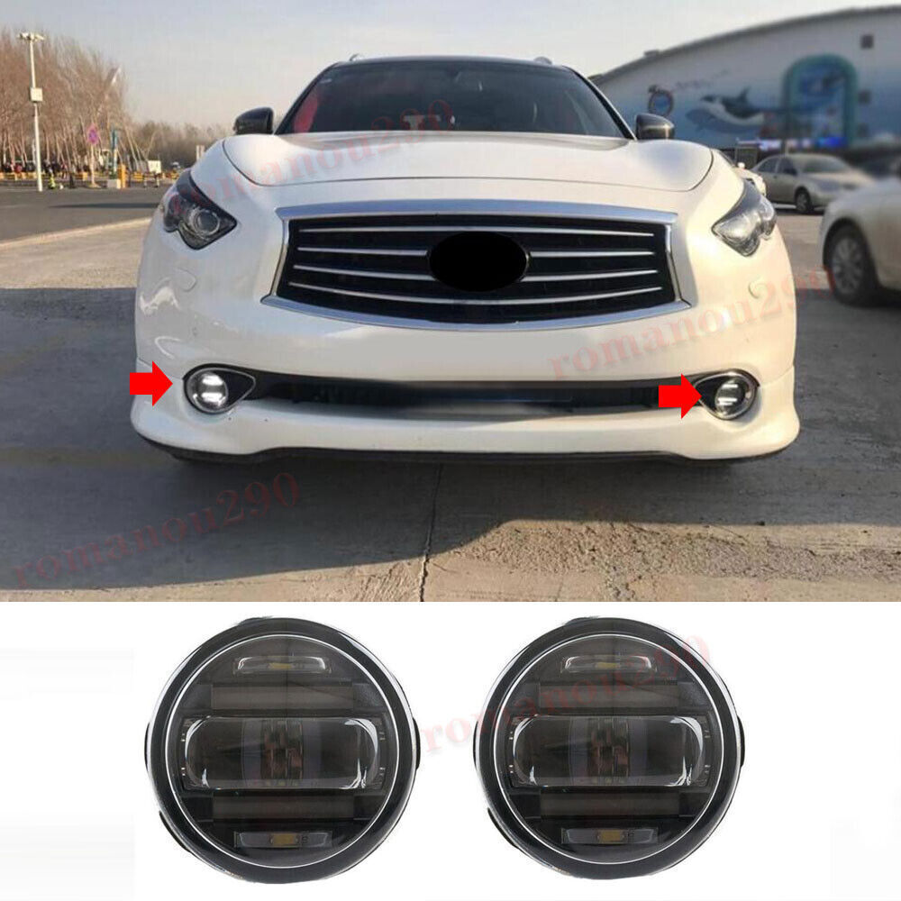 for INFINITI QX70 2014-2017 LED Daytime Running Lights Front Bumper Fog Lamps 2P