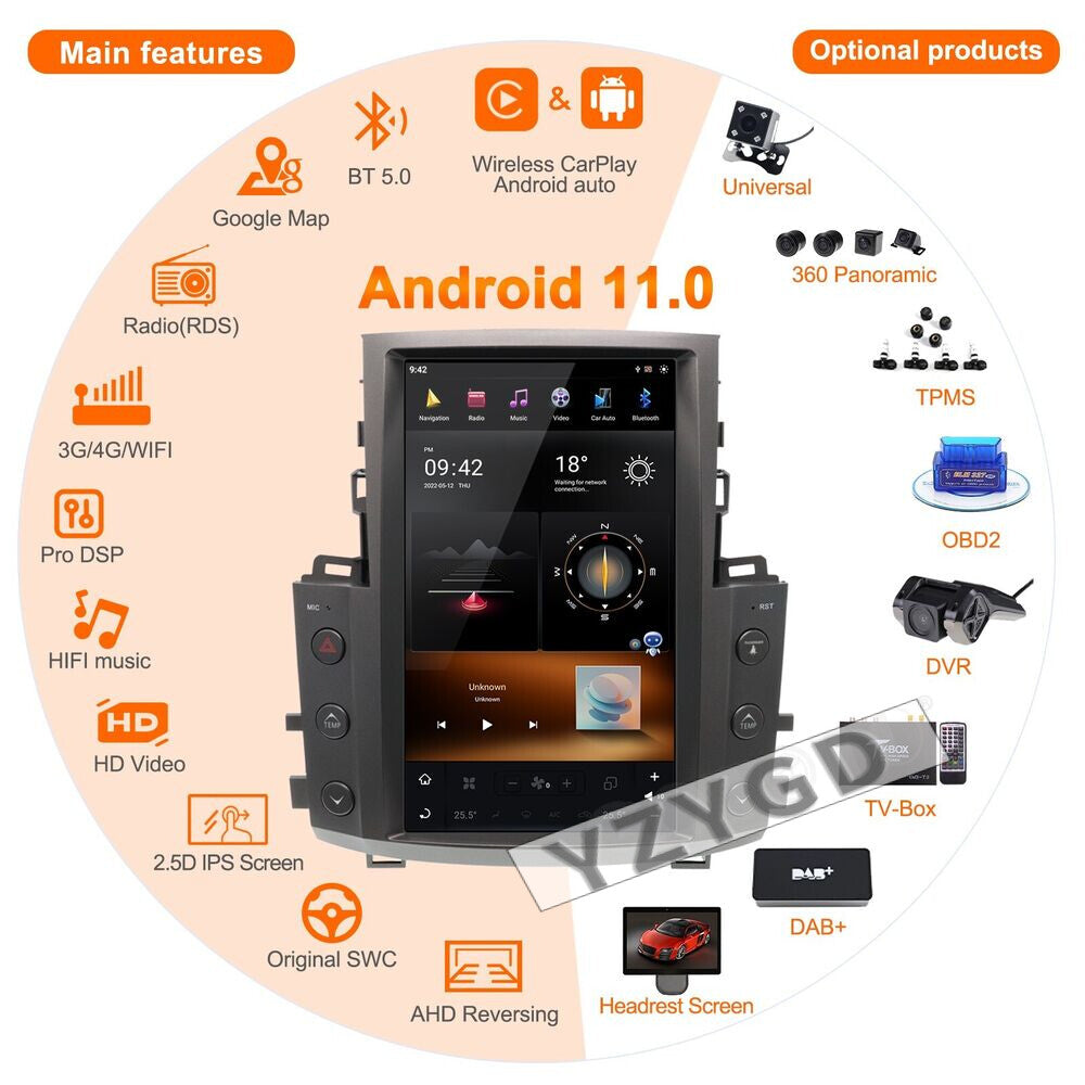 13.6for Lexus LX570 2007-2015 Car Radio 2Din Stereo Receiver Player Screen
