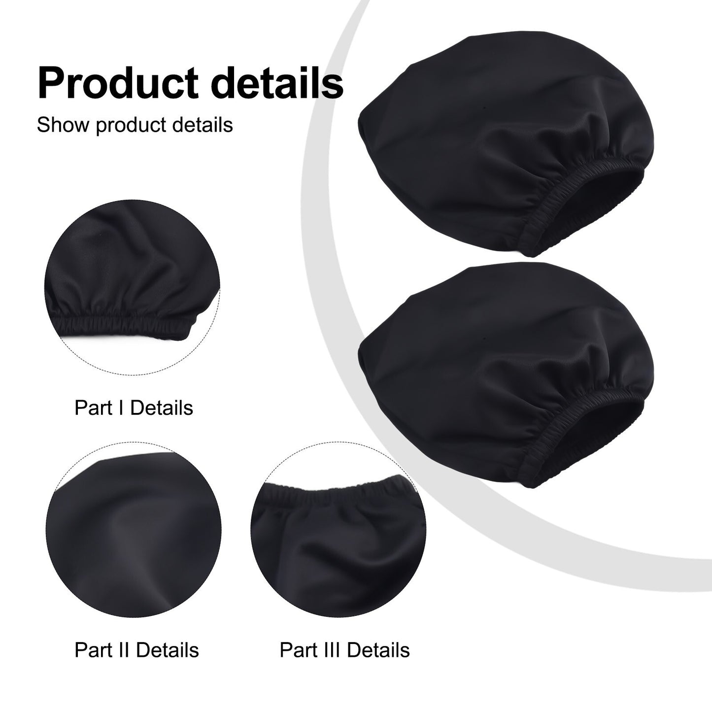 4PCS Black Premium Cloth Headrest Cover For Car, Truck, SUV, Auto Fit