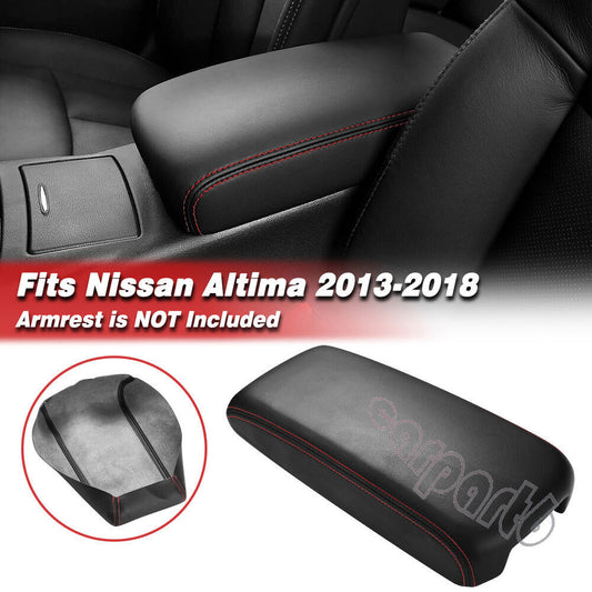 Fit 2009-2014 for Nissan Maxima Center Console Lid Armrest Black Cover Trim Red Line Q