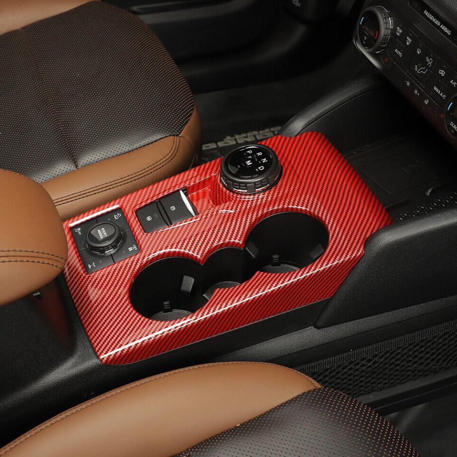 Red Carbon Gear Shift Panel Cover Trim Accessories For Bronco Sport 21-2024 v