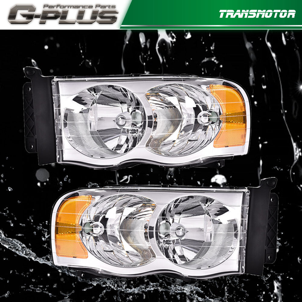 Amber/for CHRome Headlights + Fog Lights Fits 2002 - 2005 for Dodge for Ram 1500 2500 3500- v