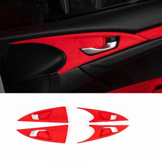 Red Alcantara Suede Inner Door Handle Cover Trim for Honda for Civic Sedan 2016-2021