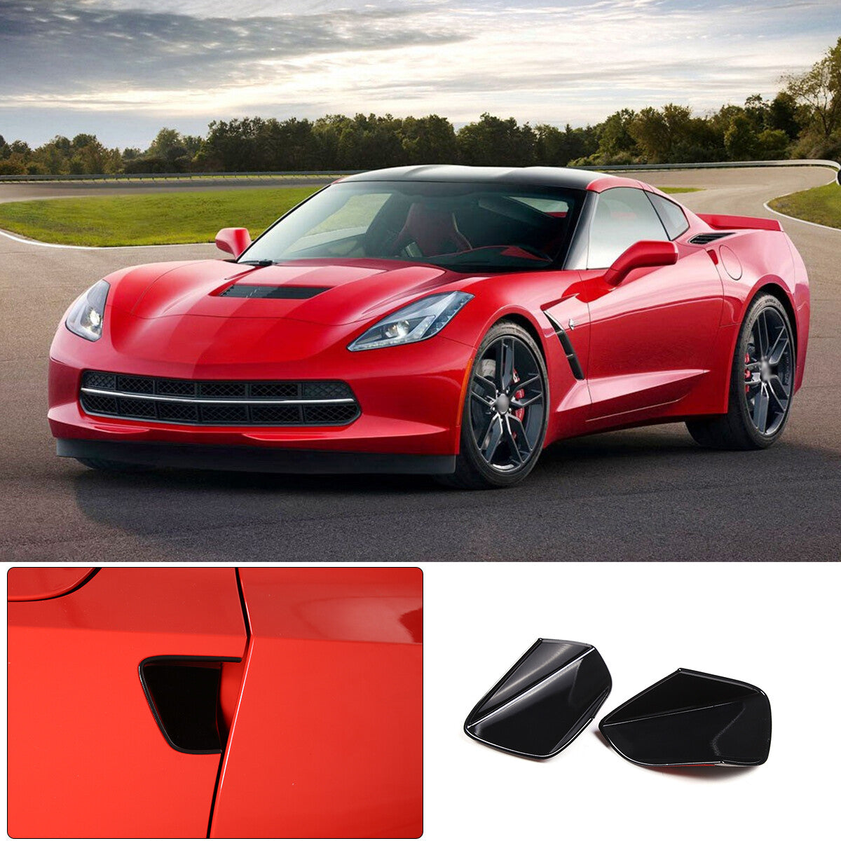 Carbon Fiber Center Side Vent Vent Decal Trim for Corvette C6 Z06 05-13- v