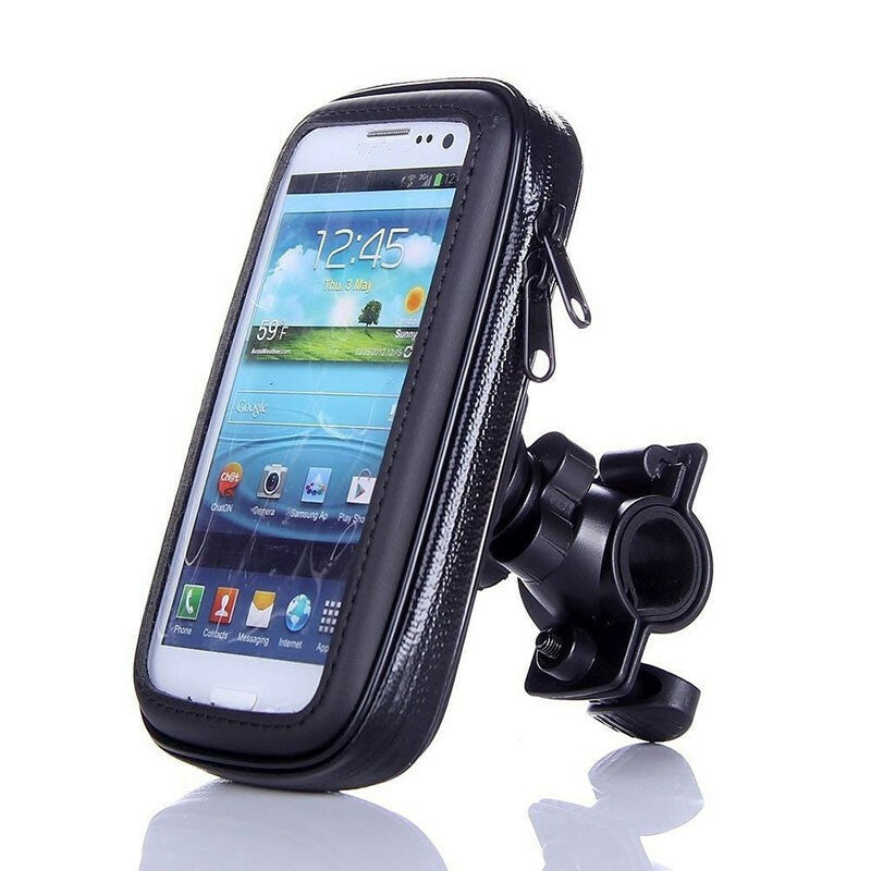 360¡ã Rotating Motorcycle Waterproof Phone Case Bag Handlebar Mount Holder Black