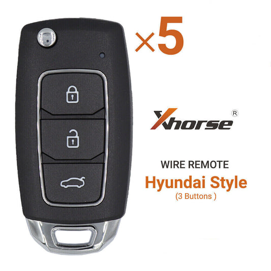 5x Universal Wire Remote Key for Hyundai 3 Buttons XKHY05EN For VVDI Tool