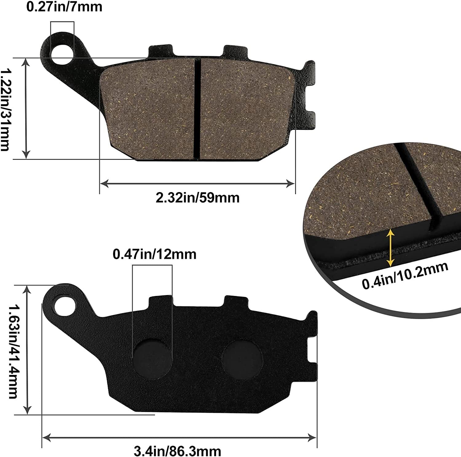 Rear Brake Pads for Honda CBR600 RR 2003 -2006/ VTX 1300 C/R/S/T 2003-2011