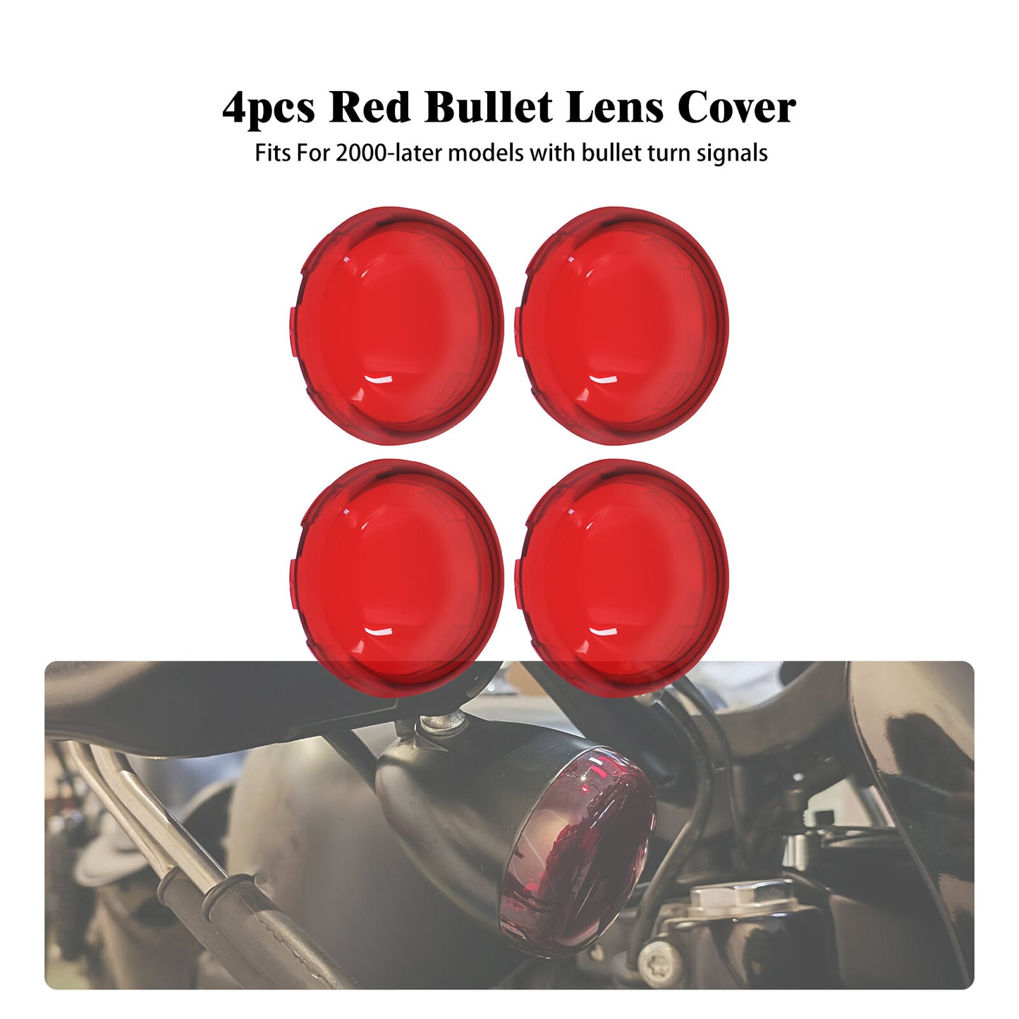 4x Turn Signal Light Red Lens Bullet Style Covers Fit for Harley Glide Sportster