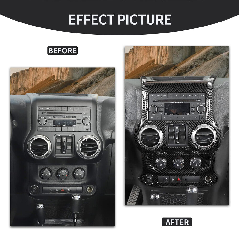 for Jeep for Wrangler JK 2011+ Air Conditioning Switch Panel Cover Trim Carbon Fibre