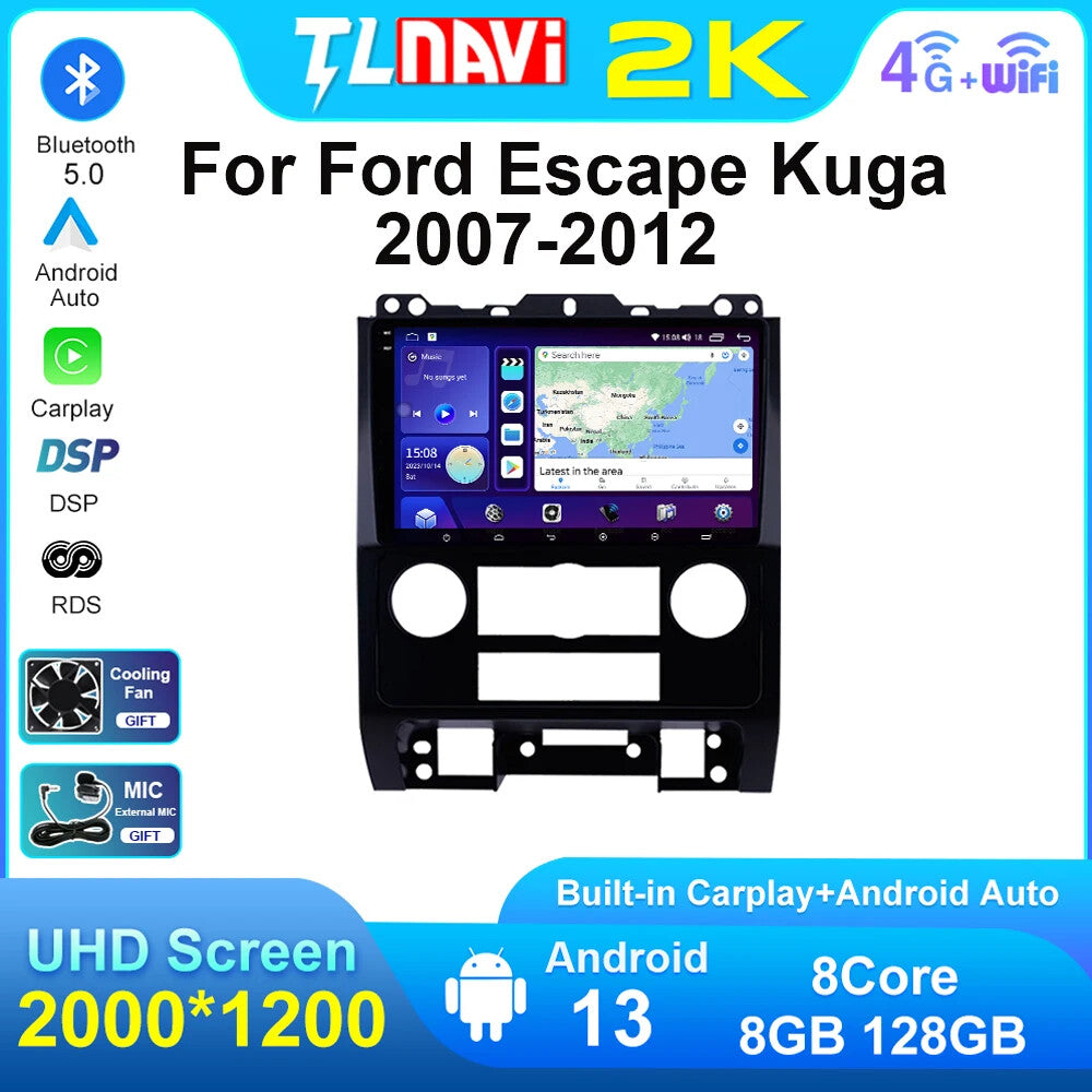 for Ford Escape 2007-2012 Car Radio Android Carplay Multimedia Player GPS Screen