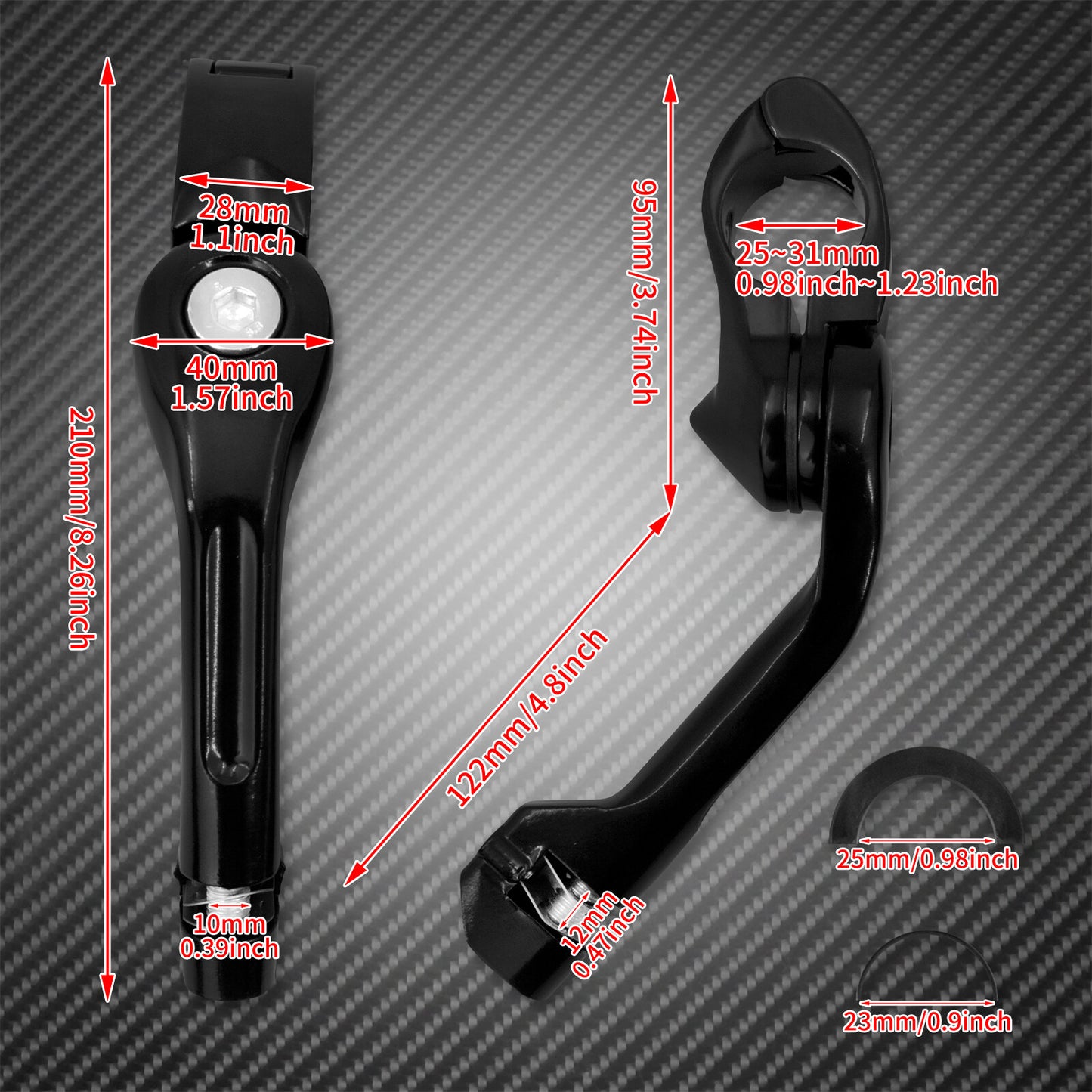 Black 1-1/4 Engine Guard Highway Long Angled Mount Foot Pegs for Harley Touring