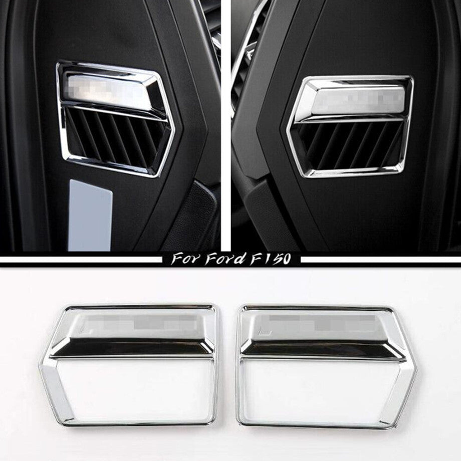 For 2015-2020 F150 Chrome Interior Side Air Vent Outlet Cover Trim 2P v