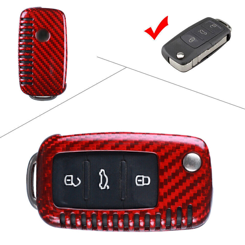 Remote Key Shell Cover Case for VW for Golf R32 for Jetta Rabbit Polo Carbon Fiber Car Q
