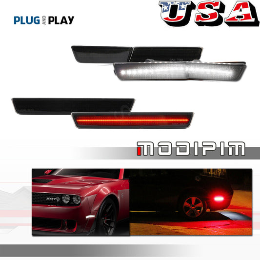 Front white and rear red mudguard side marker light set suitable for Dodge for Challenger 2018 up- v
