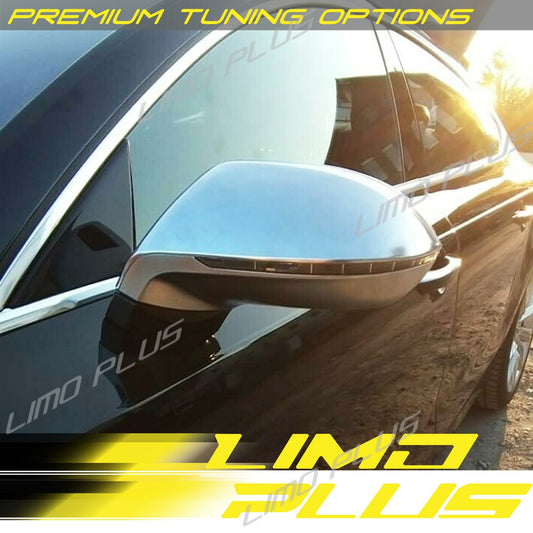 Matte Chrome Side Mirror Cover Caps for Audi 4G A7 S7 RS7 2011-17 W/ Lane Assist Q