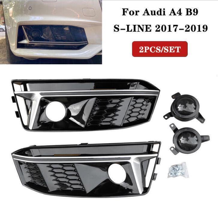 Front bumper grille fog light cover trim for Audi S4, for A4 , B9, and S-LINE (2017-2019) Q