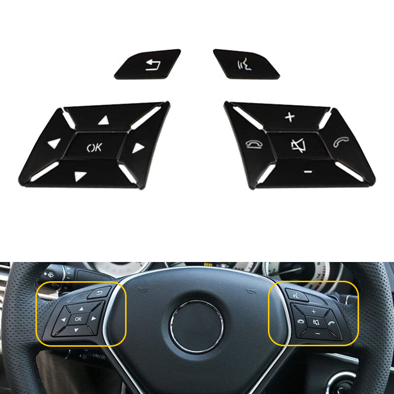 Steering wheel button trim for 2012-2017 E300, E350, and E400, black. n