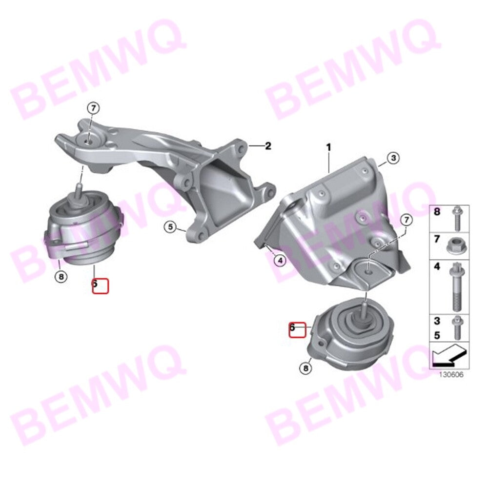 Engine Mount + Rear Transmission Mount Kit 3 for E53 2004 - 2006 X5 V8 4.4L 4.8L n